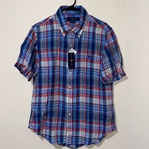 NWT Polo Ralph Lauren 100% Linen Plaid Woven Short